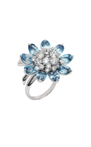 Кольцо Van Cleef & Arpels Hawaii Aquamarine Flower & Diamonds Ring B051206ZB (39656)