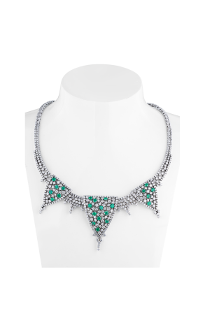 Колье  Natural Emeralds 3.20 ct & Diamonds 11.0 ct & White Gold (40735)