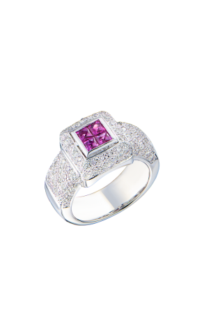 Кольцо  Rubies & Diamonds & White Gold (41635)