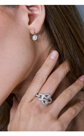 Кольцо Cartier Agrafe White Gold Diamonds 18.0 (57) (40512) №3