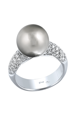 Кольцо  с жемчужиной и бриллиантами (4762)