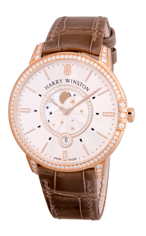 Часы Harry Winston Midnight Moon Phase Rose Gold with Diamond Bezel MIDQMP39RR002 (5310)