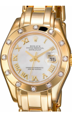 Часы Rolex Lady Datejust Pearlmaster Yellow Gold Pearl Dial Diamonds Bezel 80318 (5197) №2