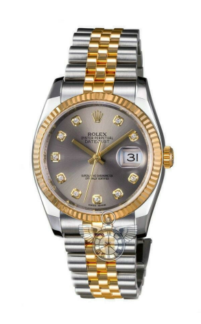 Часы Rolex Datejust 36 mm Silver Diamond Dial Steel and Yellow Gold 116233 (7989)