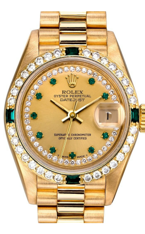 Часы Rolex Diamond & Emerald Ladies President Watch 69178 (9951) №2