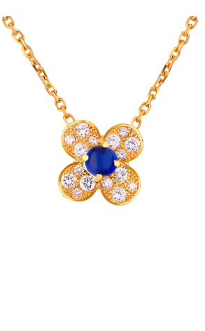 Ювелирное украшение  Van Cleef & Arpels 18k Yellow Gold Diamond and Sapphire Flowers Pendant (9775)