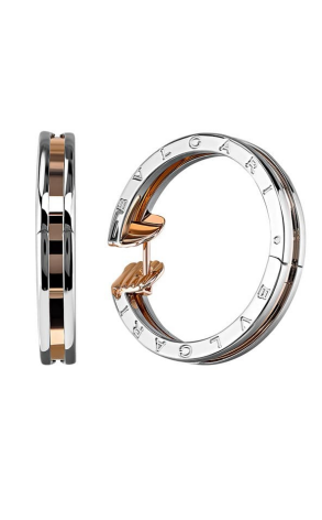 Ювелирное украшение  Bvlgari B.Zero1 Large Steel And Rose Gold Hoop Earrings OR855433 (12104)