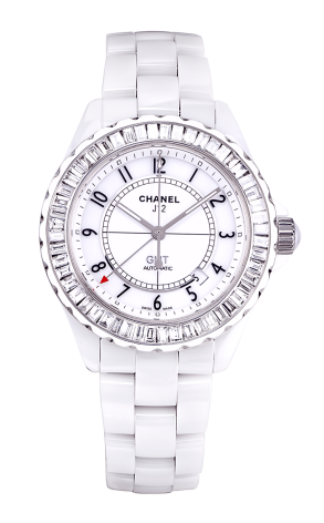 Часы Chanel J12 GMT+ White Ceramic Diamond Bezel J12 (12027)