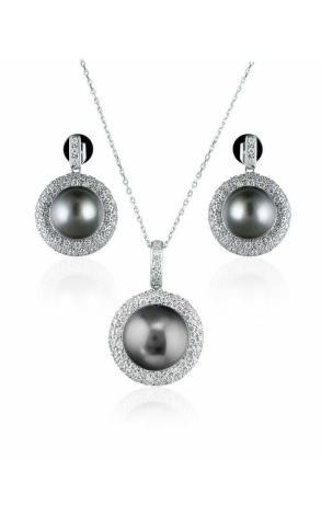 Комплект TASAKI Black Pearl Earrings and Pendant (13295)