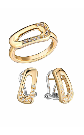 Ювелирное украшение  Antonini Gioielli Yellow Gold Diamonds Ring and Earrings (13733)
