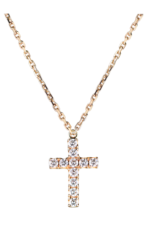 Крест Cartier Cross Diamonds Rose Gold Pendant (13875)