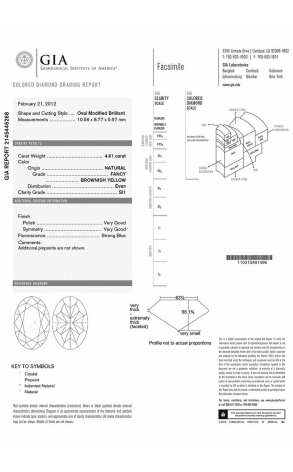 Кольцо  с бриллиантом 4,61 ct Fancy Brownish Yellow (14358) №2