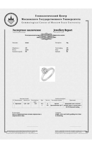 Кольцо  с 1,02 ct L/VS1 (14713) №2