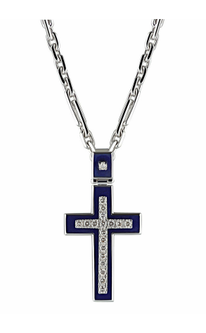 Крест  ик с бриллиантами и эмалью (14945)