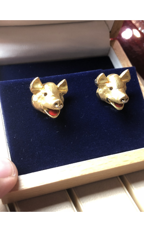 Запонки Deakin & Francis Yellow Gold Pig Head Cufflinks (15001) №3