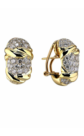 Серьги Van Cleef & Arpels Vintage Yellow Gold Diamonds Earrings (15046)