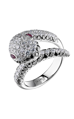 Кольцо Leo Pizzo Snake White Gold Diamonds and Ruby Ring (16101)