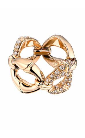 Кольцо Gucci Horsebit Yellow Gold Diamonds Ring (17374)