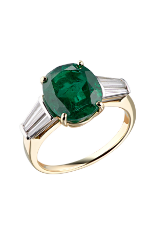 Кольцо  с изумрудом 4,35 ct Deep Green (17723)