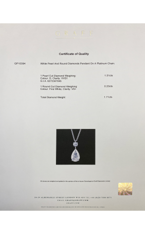 Подвеска GRAFF Platinum Pendant on Chain with 1.51 ct Pearl and Round Diamonds (12332) №2