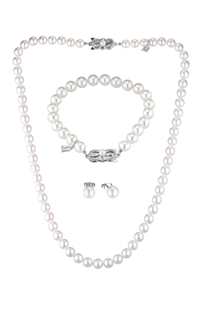 Комплект Mikimoto Tris Set 6-7 mm Akoya Pearl Strand Necklace & Bracelet & Earrings SNBEZAW17060 (19097)