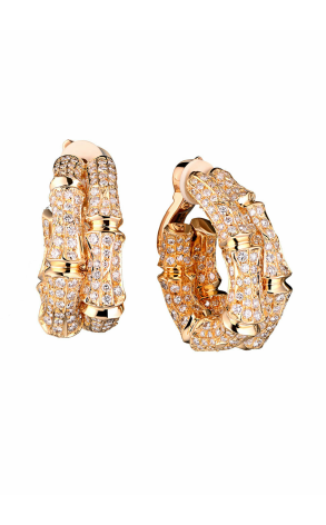 Серьги Cartier Bamboo Yellow Gold Diamond Pave Clip-On Earrings (19618)