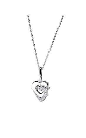 Подвеска Cartier Double C Heart Charm White Gold Diamond Pendant (20279)