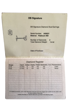 Пусеты De Beers Signature Diamond Stud 0.70 ct G/VS Earrings (20271) №2