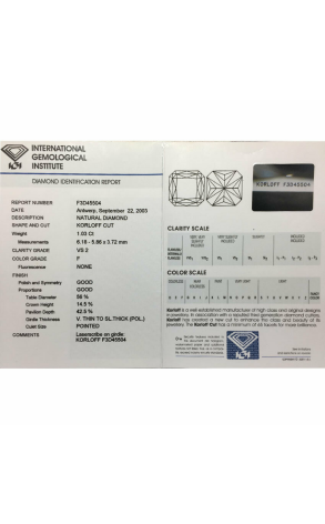 Кольцо Korloff 1.03 ct F/VS2 Diamond Ring (20423) №2