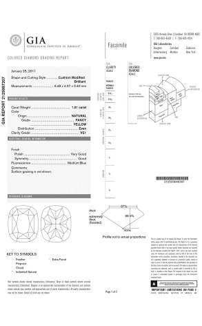 Кольцо GIA с 1,01 ct Fancy Yellow VS1 GIA (21799) №2