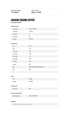 Пусеты GIA с бриллиантами 1,16 G/VS1 — 1,13 F/VS1 GIA (21838) №2