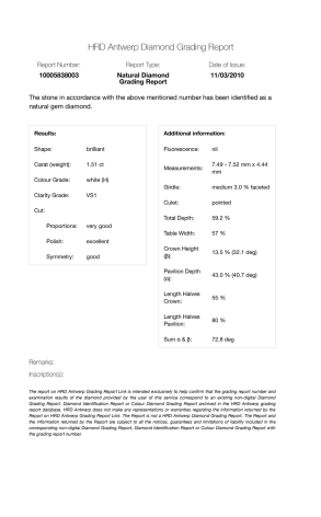 Кольцо HRD Antwerp с бриллиантом 1,51 ct H/VS1 HRD Antwerp (21902) №2