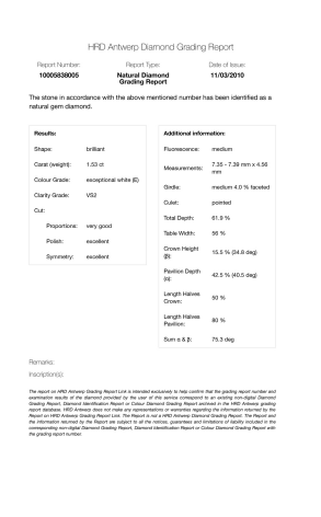 Пусеты HRD Antwerp с бриллиантами 1,52 G/VS1 — 1,53 E/VS2 HRD (21657) №3