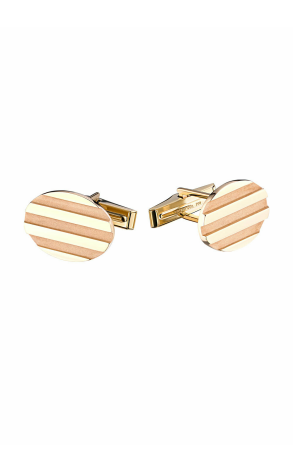 Запонки Tiffany & Co Atlas Grooved Oval Yellow Gold Cufflinks 1995 (21815)