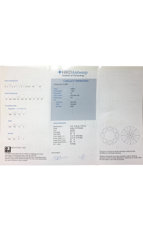 Кольцо HRD Antwerp с бриллиантом 1,04 ct F/VS1 HRD Antwerp (21967) №2