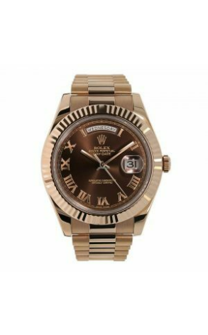 Часы Rolex DAY-DATE II 41mm Rose Gold Chocolate Roman Dial Watch 218235 (22033)