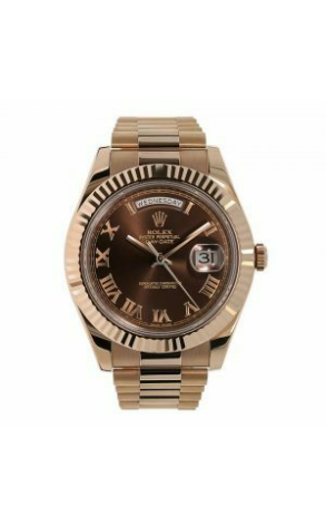 Rolex DAY DATE II 41mm Rose Gold Chocolate Roman Dial Watch 218235 22033