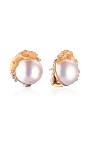 Серьги Carrera y Carrera Panther Yellow Gold Pearl Earrings (22951)