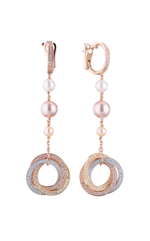 Серьги Cartier Trinity de Pearl Diamond Gold Earrings (23061)