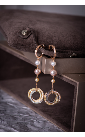 Серьги Cartier Trinity de Pearl Diamond Gold Earrings (23061) №2