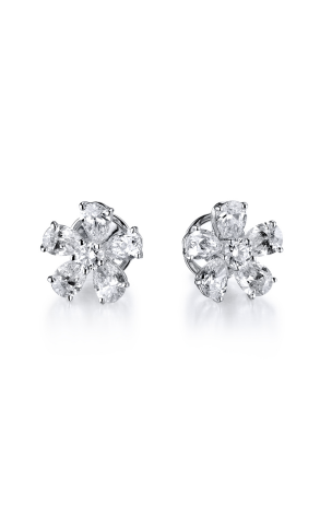 Серьги GRAFF Pearshape and Round White Diamond Flower Earrings 4.40 ct GE 17230 (23290)