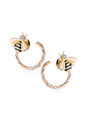 Серьги Cartier Vintage Tricolor Gold Bumble Bee Hoop Earrings (24281)