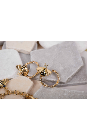 Серьги Cartier Vintage Tricolor Gold Bumble Bee Hoop Earrings (24281) №4