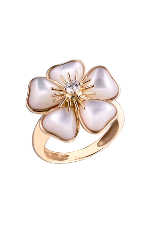 Кольцо Van Cleef & Arpels Yellow Gold Mimi Nerval Mother Of Pearl Flower Ring (24126)