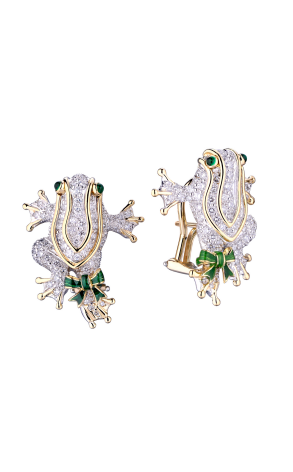 Серьги Tiffany & Co Donald Claflin Enamel and Diamonds Frog Earrings (24207)