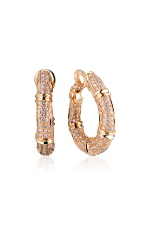 Серьги Cartier Bamboo Yellow Gold Diamond Pave Clip-On Earrings Vintage (24496)