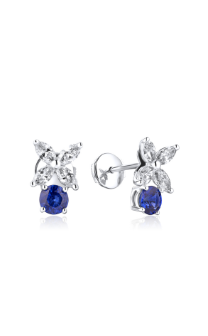 Серьги Tiffany & Co Victoria Diamond Sapphire Platinum Earrings (24549)