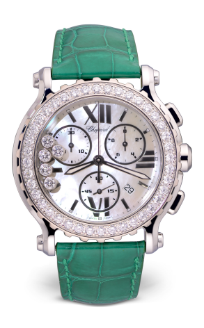 Часы Chopard Happy Sport Chronograph White Gold Diamonds 8499 (28742)