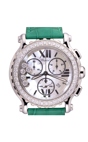 Часы Chopard Happy Sport Chronograph White Gold Diamonds 8499 (28742) №2