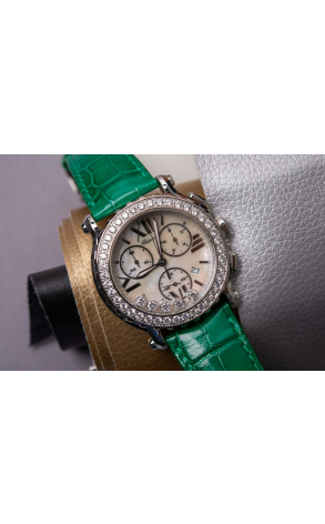 Часы Chopard Happy Sport Chronograph White Gold Diamonds 8499 (28742) №3